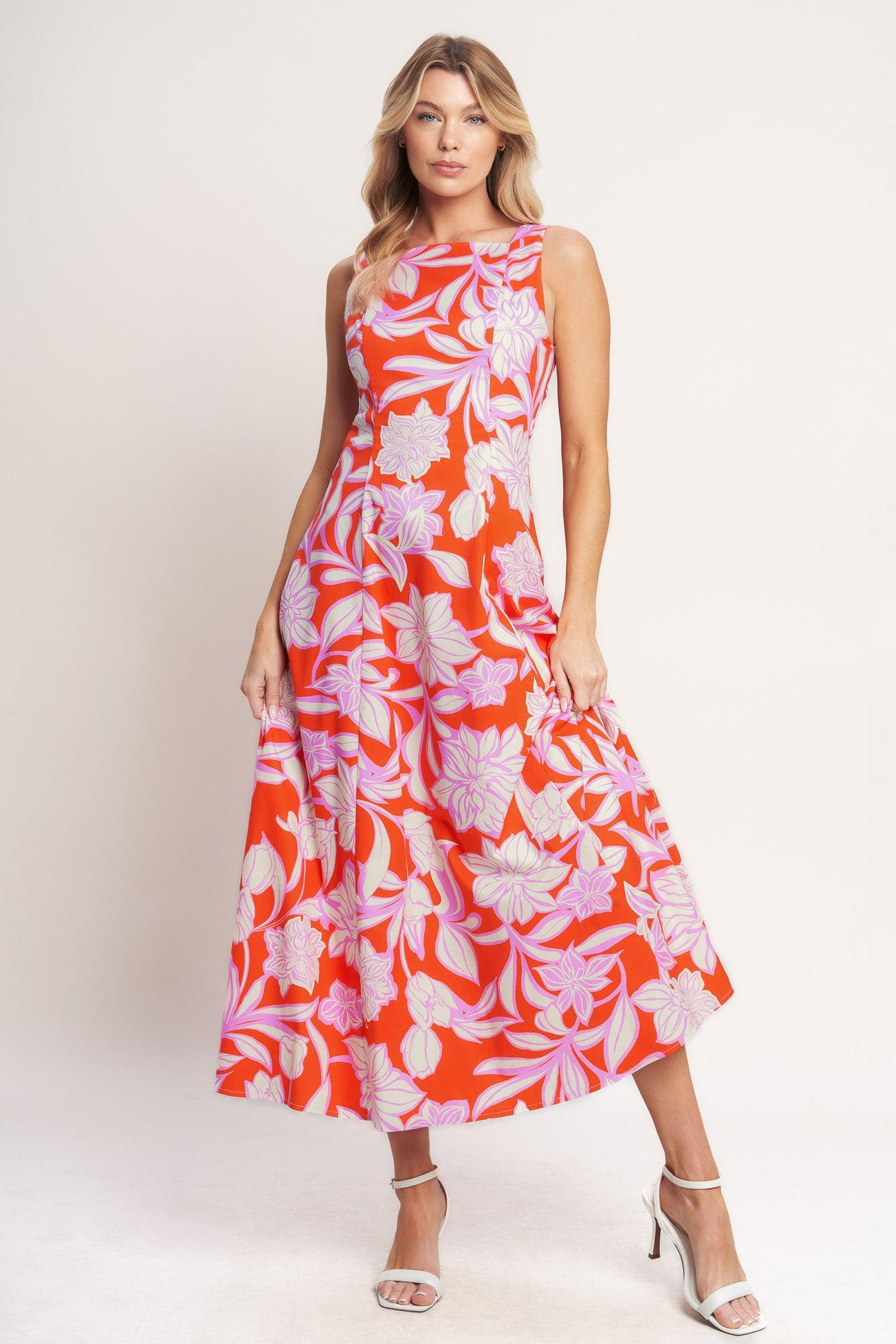 PALM ROMANCE WOVEN MIDI DRESS Flying Tomato