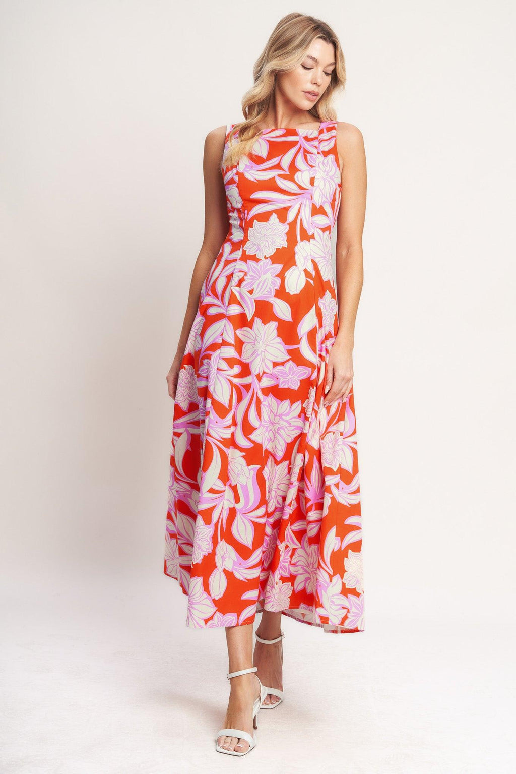 PALM ROMANCE WOVEN MIDI DRESS Flying Tomato