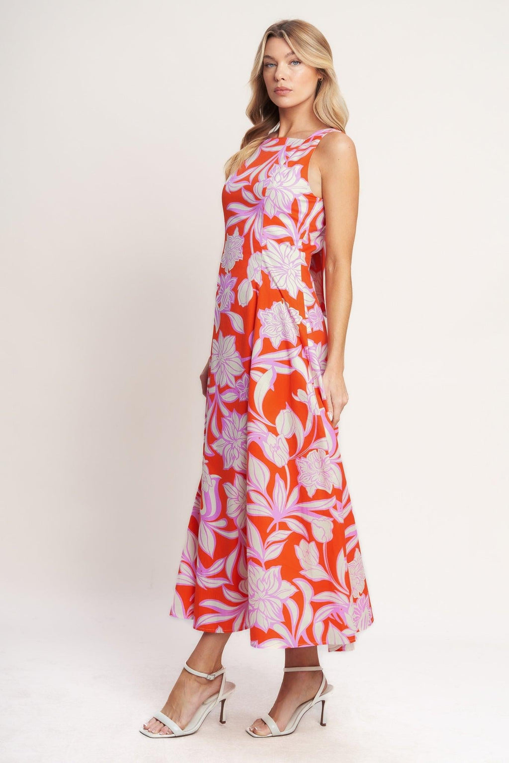 PALM ROMANCE WOVEN MIDI DRESS Flying Tomato