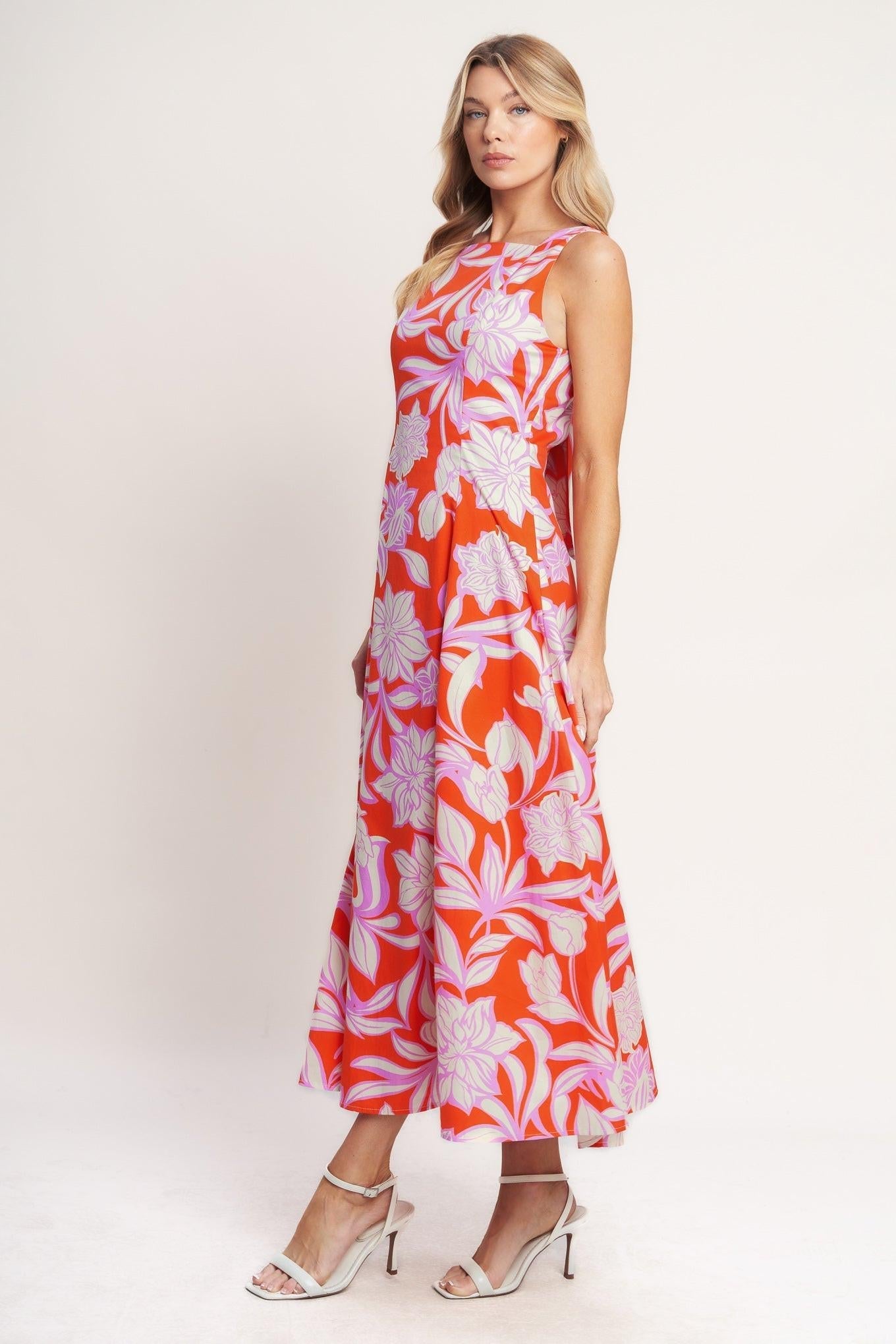 PALM ROMANCE WOVEN MIDI DRESS Flying Tomato