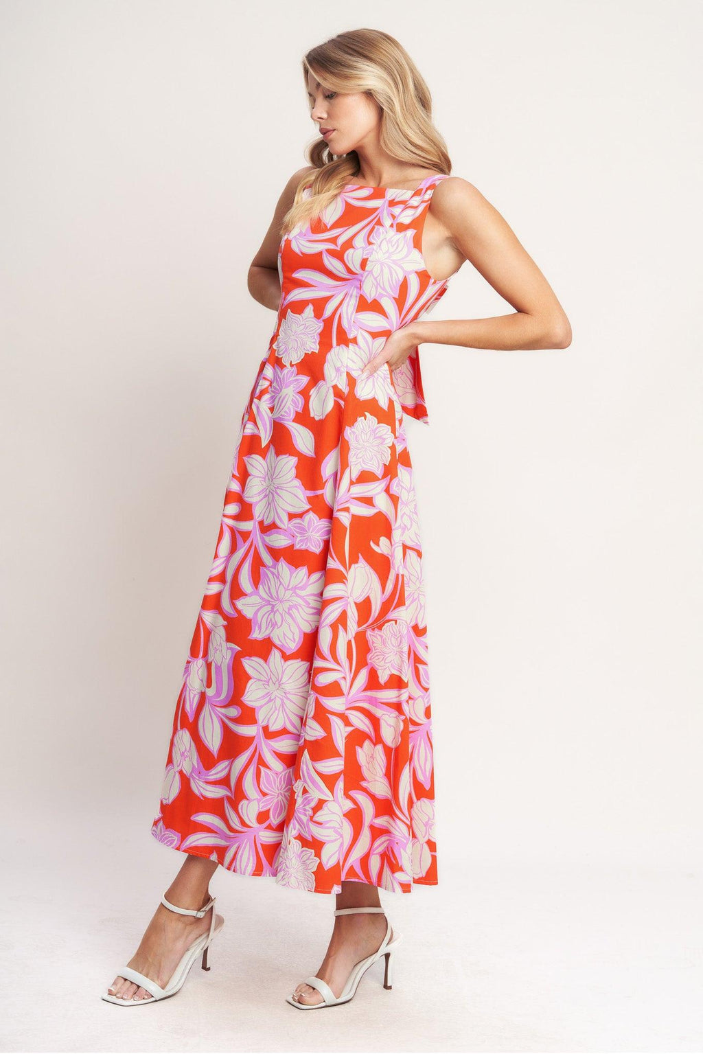 PALM ROMANCE WOVEN MIDI DRESS Flying Tomato