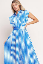 BISTRO STRIPE WOVEN MIDI DRESS Flying Tomato