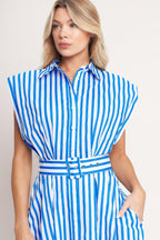 BISTRO STRIPE WOVEN MIDI DRESS Flying Tomato