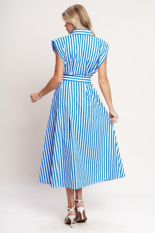 BISTRO STRIPE WOVEN MIDI DRESS Flying Tomato
