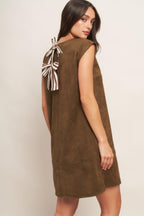 QUIET LUXURY EDGE FAUX SUEDE MIDI SHIFT DRESS Flying Tomato