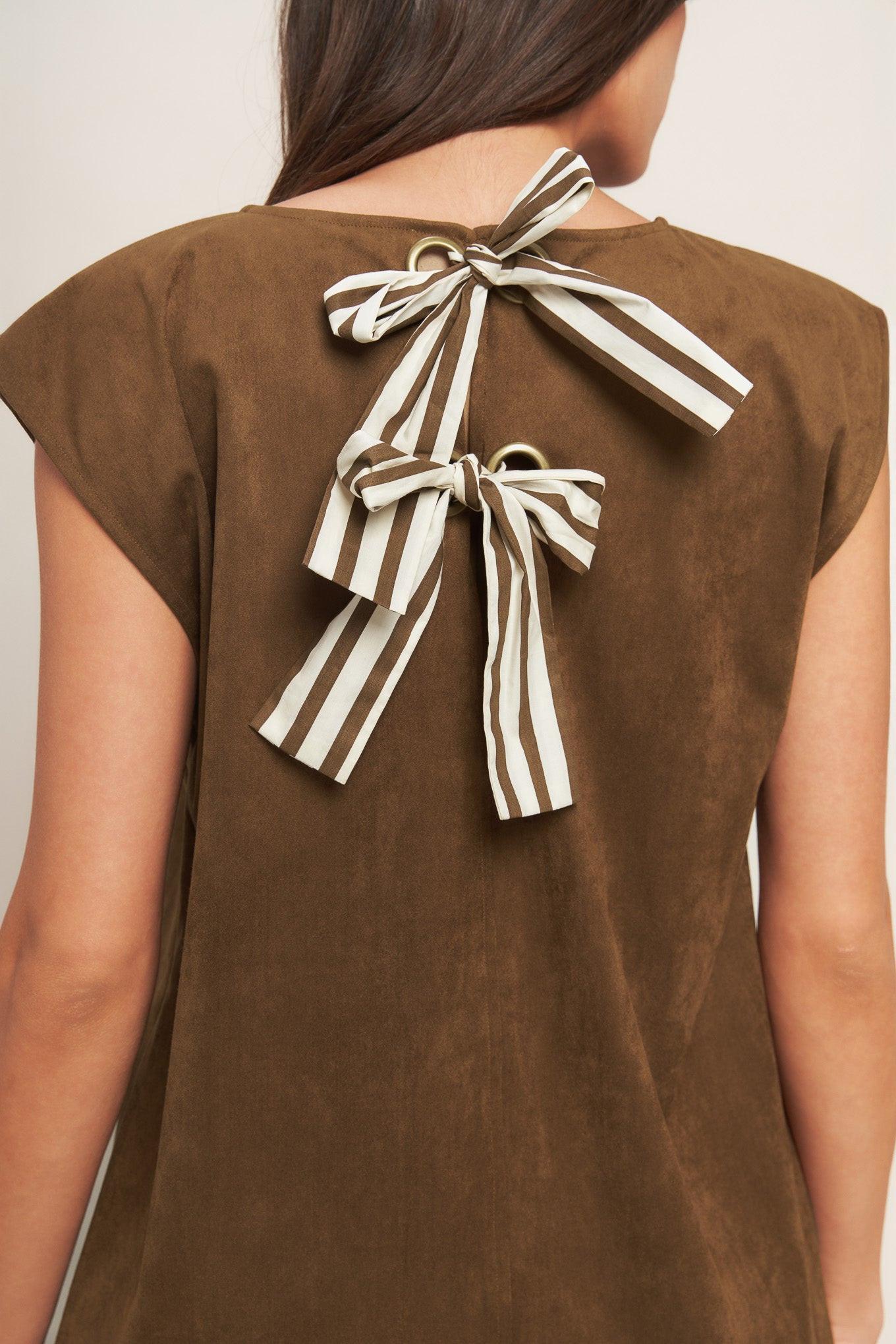 QUIET LUXURY EDGE FAUX SUEDE MIDI SHIFT DRESS Flying Tomato