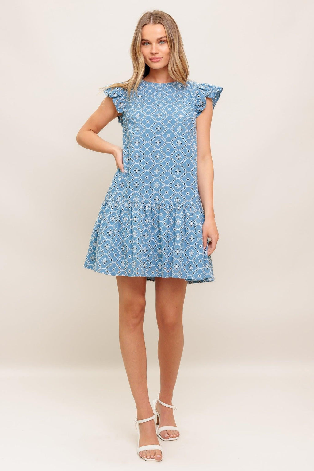CUPCAKE SMILE WOVEN EYELET BABYDOLL DRESS Flying Tomato