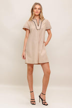 CALM SILHOUETTE WOVEN MINI DRESS Flying Tomato