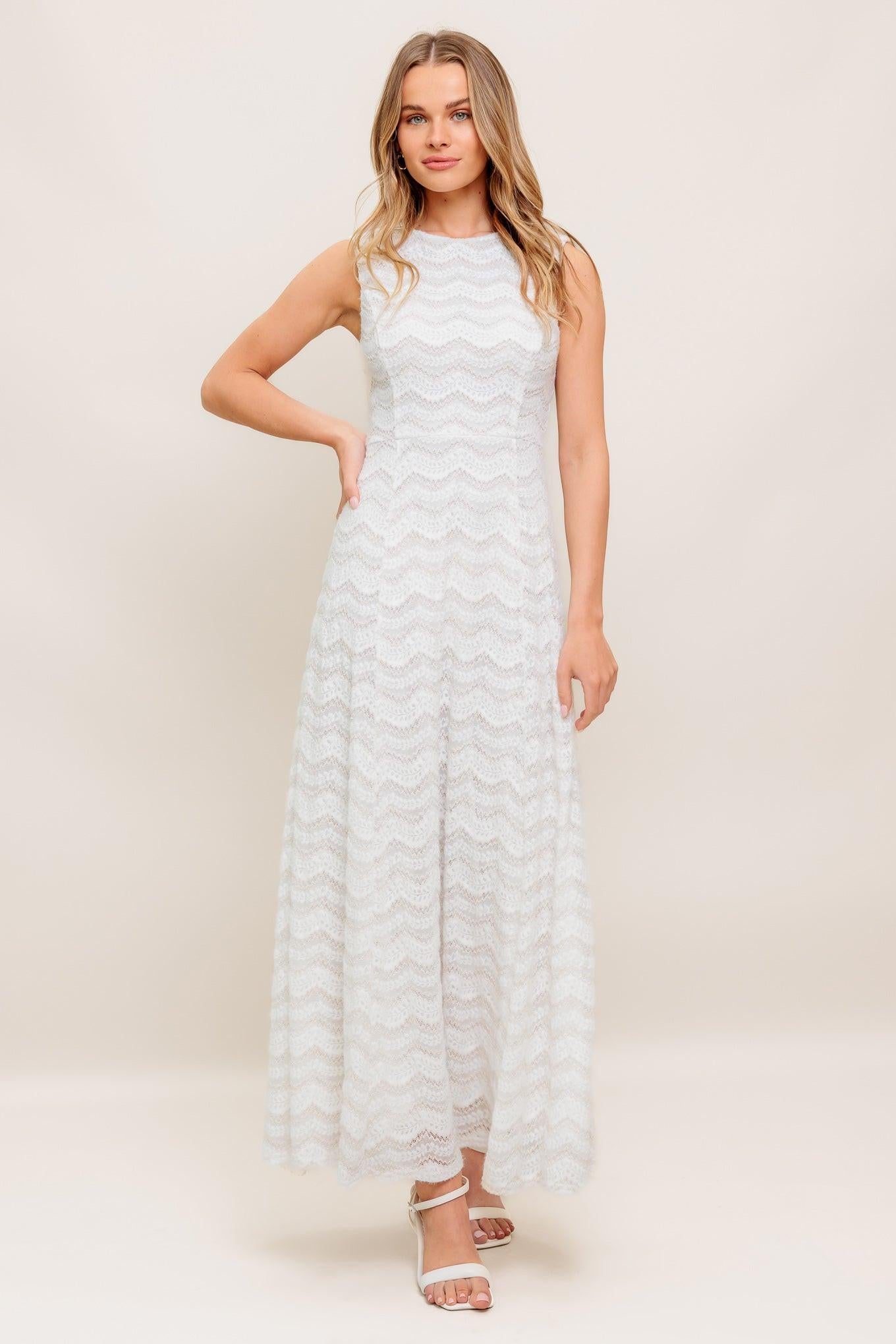 HEARTFELT CREAM WOVEN LACE ANKLE DRESS Flying Tomato