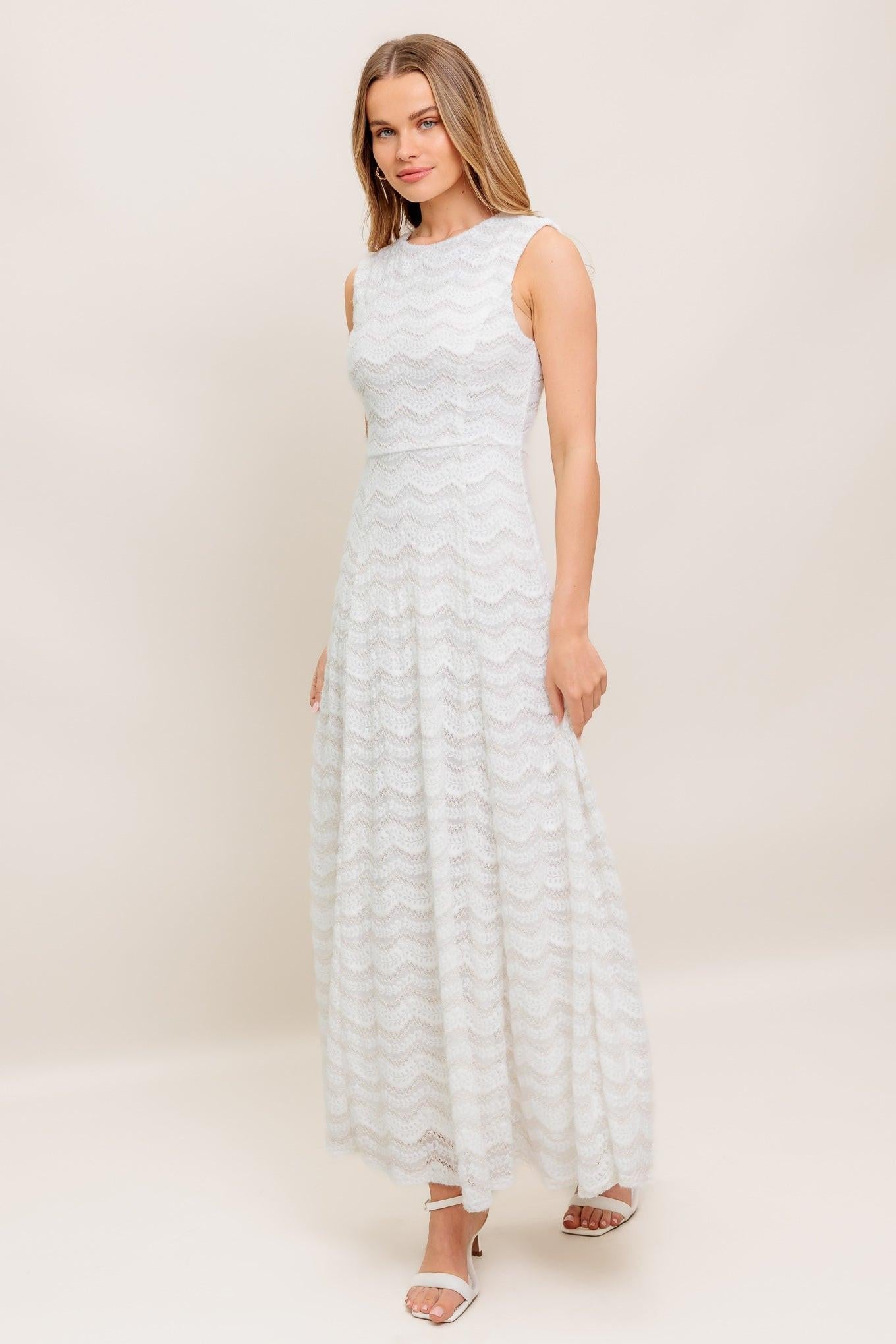 HEARTFELT CREAM WOVEN LACE ANKLE DRESS Flying Tomato