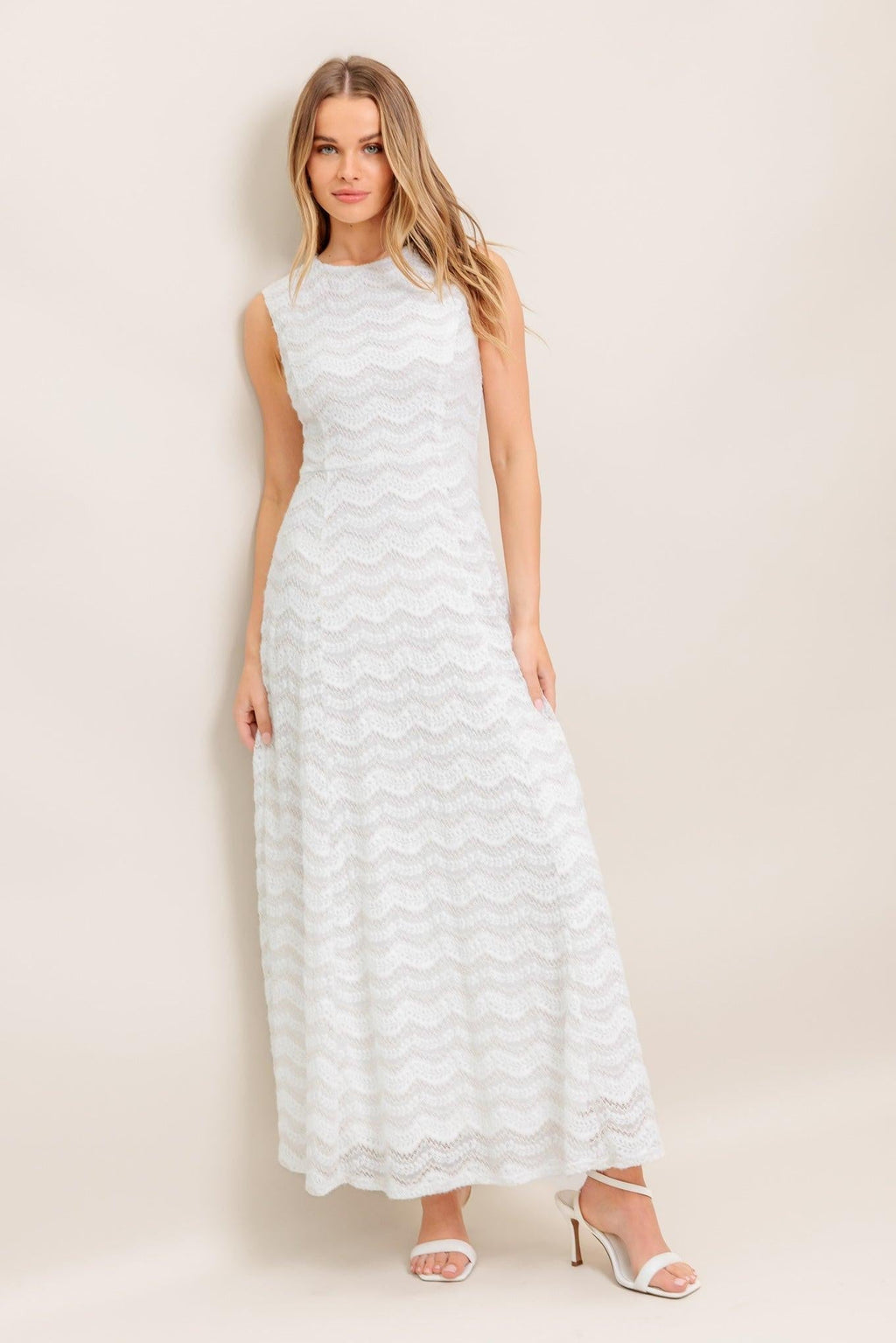 HEARTFELT CREAM WOVEN LACE ANKLE DRESS Flying Tomato