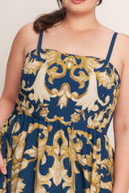 IMPERIAL BLOOM BLUE WOVEN MIDI DRESS Flying Tomato