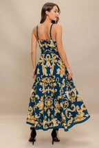 IMPERIAL BLOOM BLUE WOVEN MIDI DRESS Flying Tomato