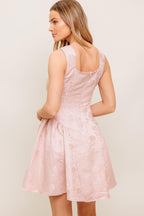 SWEET BLOOM WOVEN JACQUARD SATIN MINI DRESS Flying Tomato