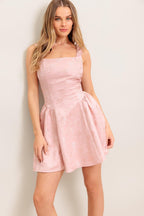 SWEET BLOOM WOVEN JACQUARD SATIN MINI DRESS Flying Tomato