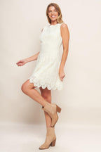 AUTUMN BLOOM VINTAGE IVORY WOVEN LACE MINI DRESS Flying Tomato