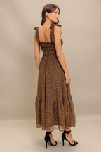 CHECKED DAYDREAM WOVEN MIDI DRESS Flying Tomato