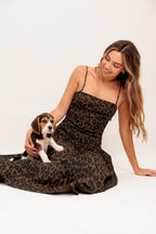 WALK SOFT, STRIKE STRONG LEOPARD WOVEN MIDI DRESS Flying Tomato