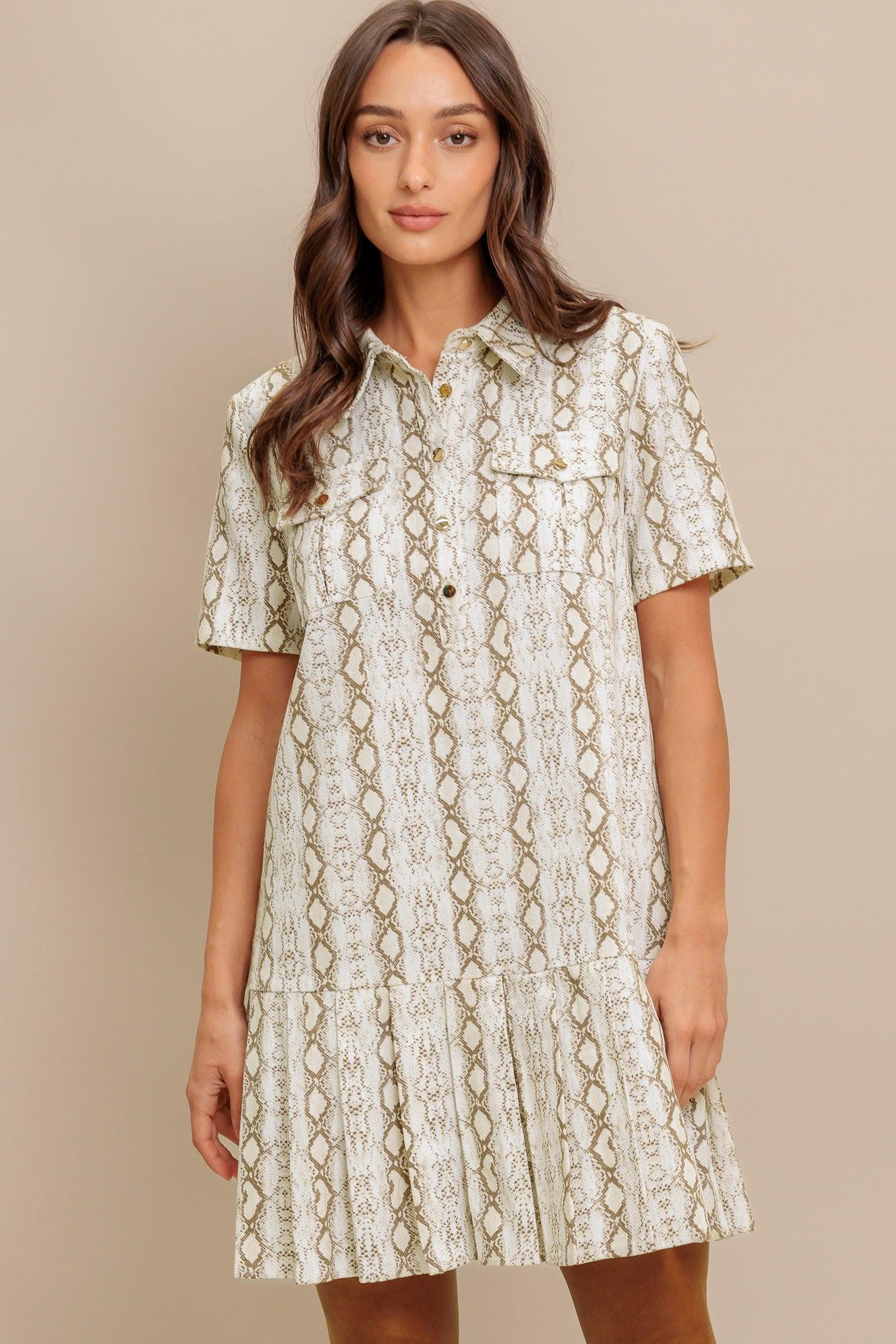 CHIC PYTHON WOVEN MINI DRESS Flying Tomato