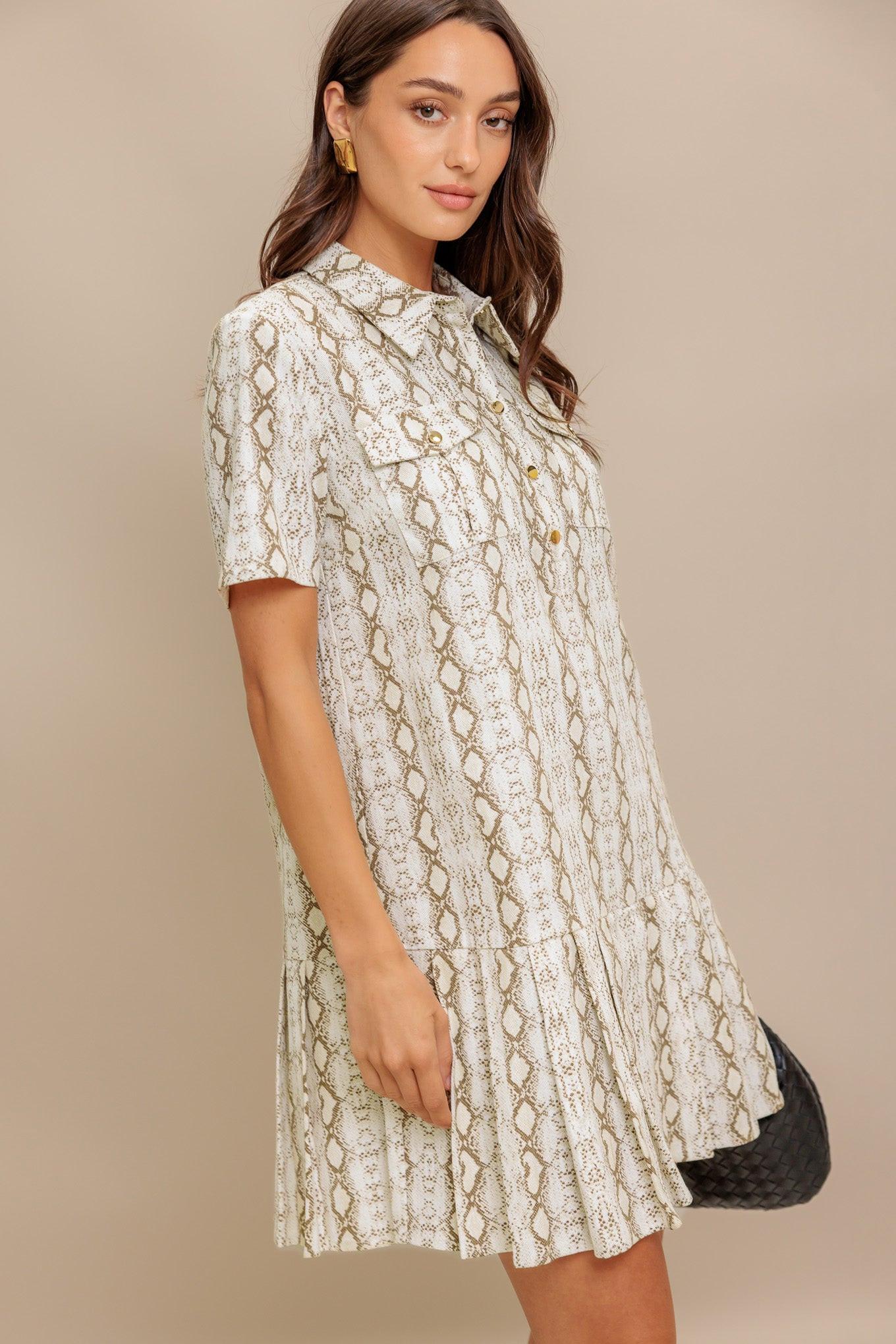 CHIC PYTHON WOVEN MINI DRESS Flying Tomato