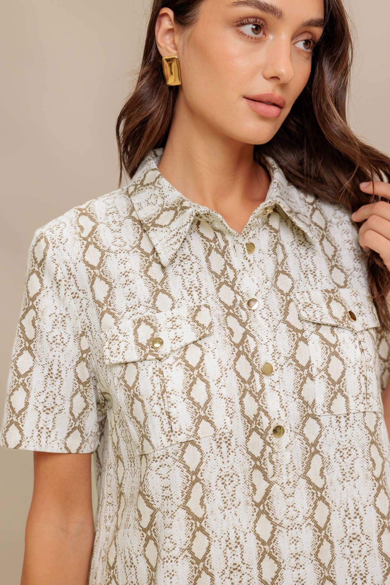 CHIC PYTHON WOVEN MINI DRESS Flying Tomato