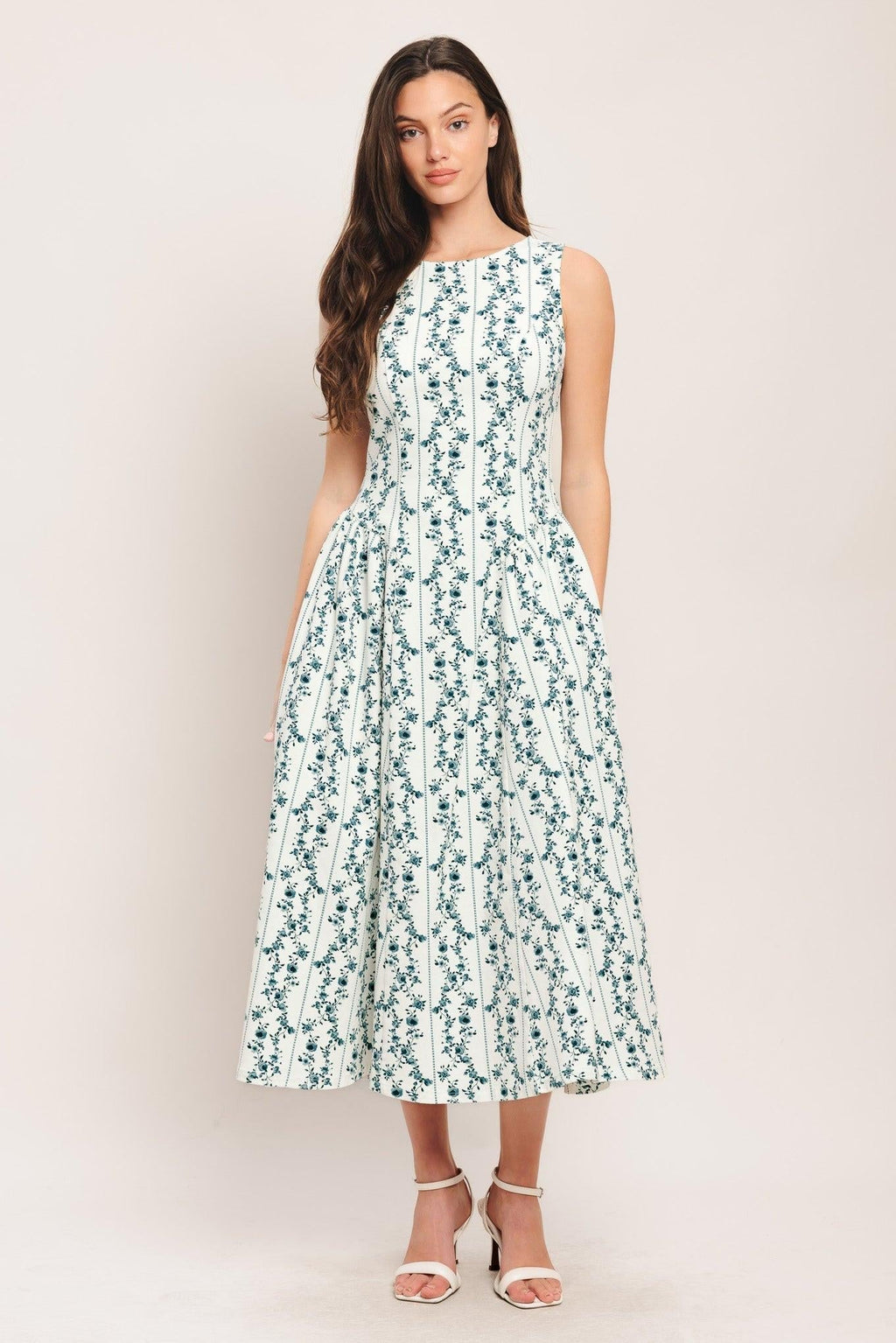 BLOOM COLUMN WOVEN MIDI DRESS Flying Tomato