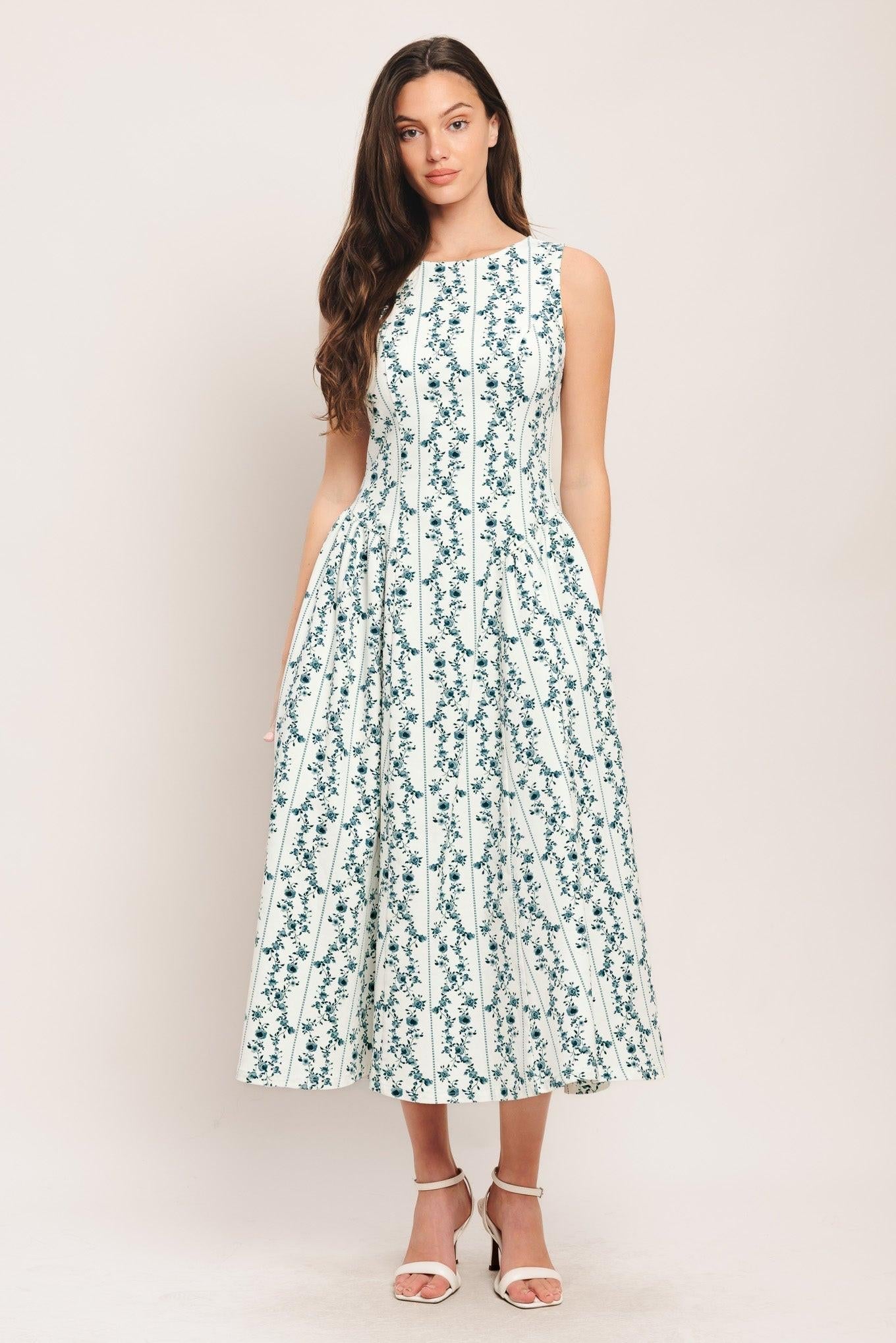 BLOOM COLUMN WOVEN MIDI DRESS Flying Tomato