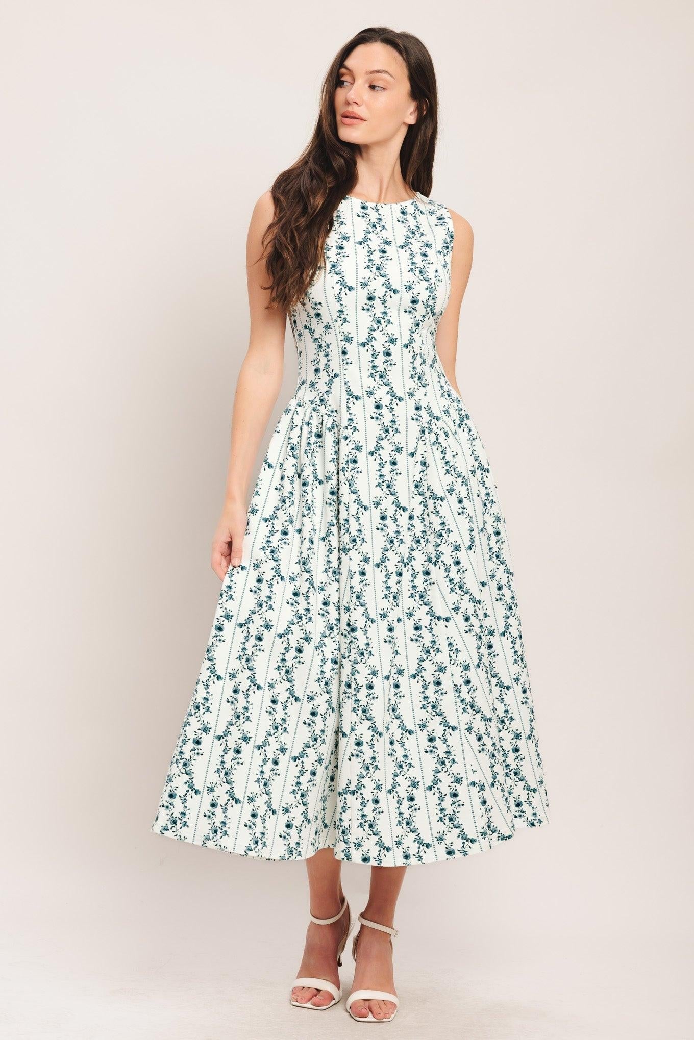 BLOOM COLUMN WOVEN MIDI DRESS Flying Tomato
