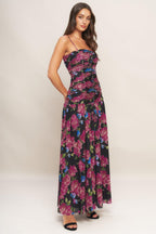 NIGHT FLORIST POWER MESH MAXI DRESS Flying Tomato