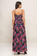 NIGHT FLORIST POWER MESH MAXI DRESS Flying Tomato