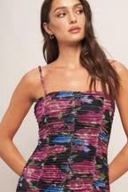 NIGHT FLORIST POWER MESH MAXI DRESS Flying Tomato