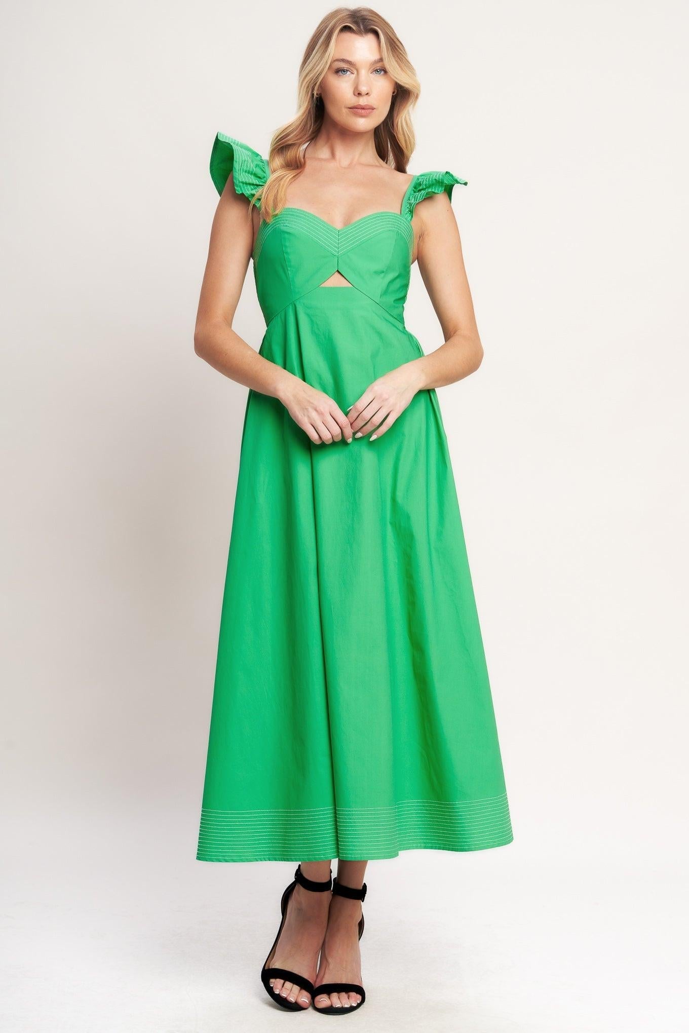 BEAUTIFULLY UNEXPECTED WOVEN MIDI DRESS Flying Tomato