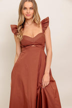 TUSCAN SUNSET WOVEN MIDI DRESS Flying Tomato
