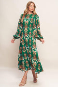 MODERN RETRO BLOOM WOVEN MIDI DRESS Flying Tomato