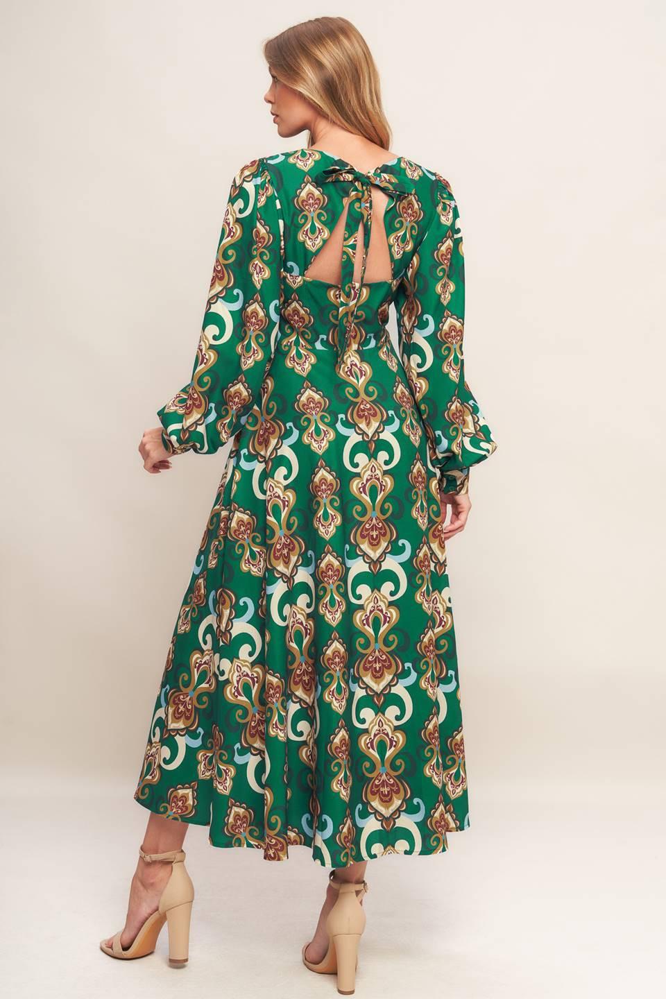 MODERN RETRO BLOOM WOVEN MIDI DRESS Flying Tomato