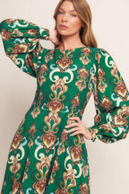 MODERN RETRO BLOOM WOVEN MIDI DRESS Flying Tomato