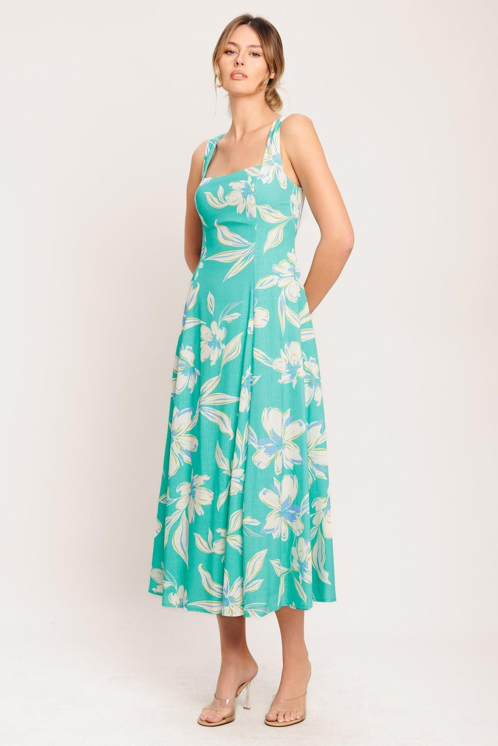 AQUA DAYDREAM WOVEN MIDI DRESS Flying Tomato