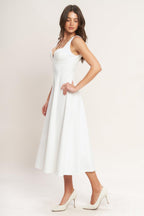 BALANCED PROPORTION WOVEN MIDI DRESS Flying Tomato
