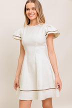 CREAM MILK TEA WOVEN MINI DRESS Flying Tomato