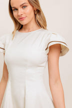 CREAM MILK TEA WOVEN MINI DRESS Flying Tomato