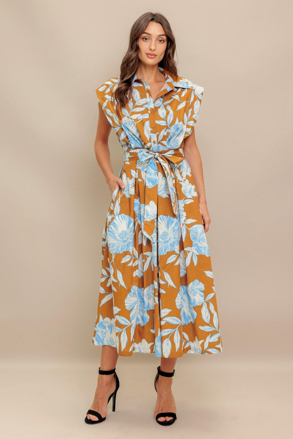 ISLAND FLARE WOVEN MIDI DRESS Flying Tomato