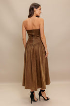 WILD ESPRESSO FAUX SUEDE MIDI DRESS Flying Tomato