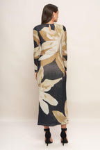 ABSTRACT BOTANICA POWER MESH MIDI DRESS Flying Tomato