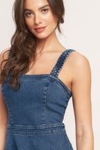 FUNCTIONAL SEAMING DENIM MINI DRESS Flying Tomato