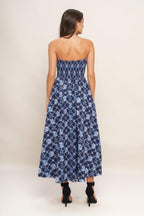 BLUE RENAISSANCE WOVEN MIDI DRESS Flying Tomato