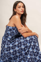 BLUE RENAISSANCE WOVEN MIDI DRESS Flying Tomato