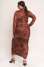 AMBER FLORA POWER MESH MIDI DRESS Flying Tomato