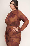 AMBER FLORA POWER MESH MIDI DRESS Flying Tomato