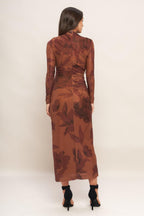 AMBER FLORA POWER MESH MIDI DRESS Flying Tomato