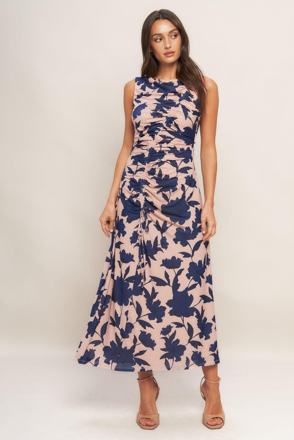 TWILIGHT FLORAL POWER MESH MIDI DRESS Flying Tomato